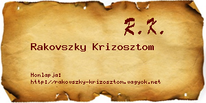 Rakovszky Krizosztom névjegykártya